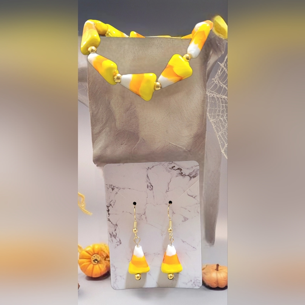 Candy Corn Bracelet and Earrings Set
